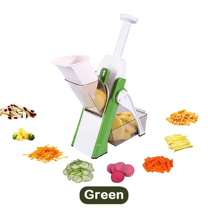 Slicing vegetables with a manual cutter