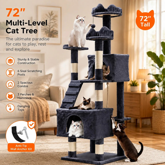 72 inch large cat tree tower