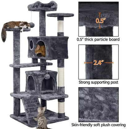 Corner cat tree with 2 condos and scratching posts