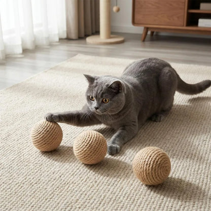 Jute cat scratching ball chew toy - image 4