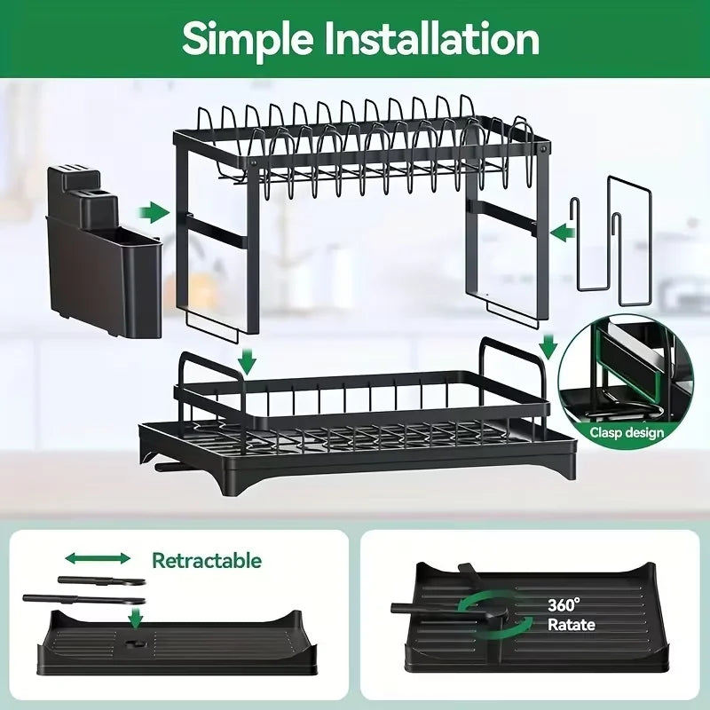 Two-tier kitchen dish rack