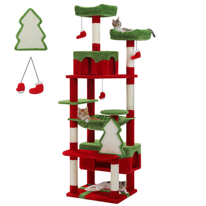 cat playing on large cat tree for big cats