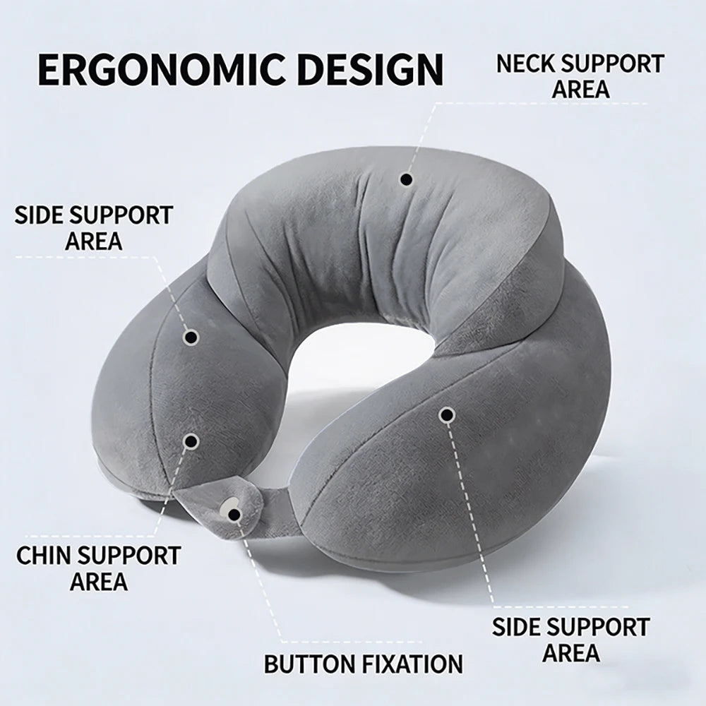 Black U-shaped travel pillow