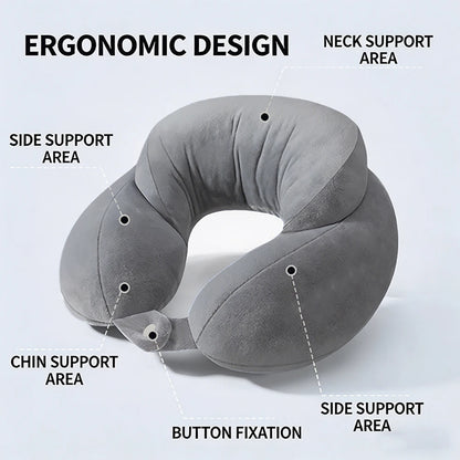 Black U-shaped travel pillow