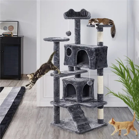 Corner cat tree with 2 condos