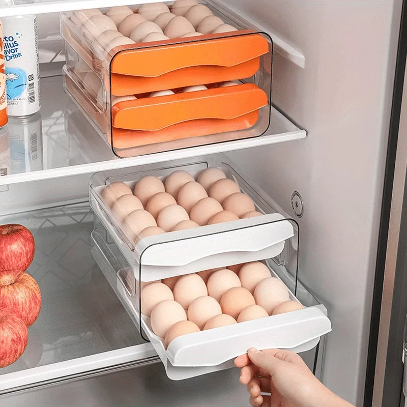 Clear refrigerator egg holder for 32 eggs