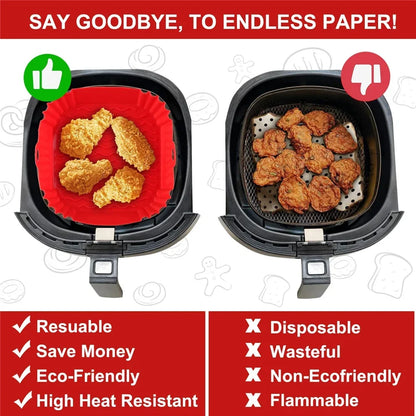 Red silicone air fryer liner