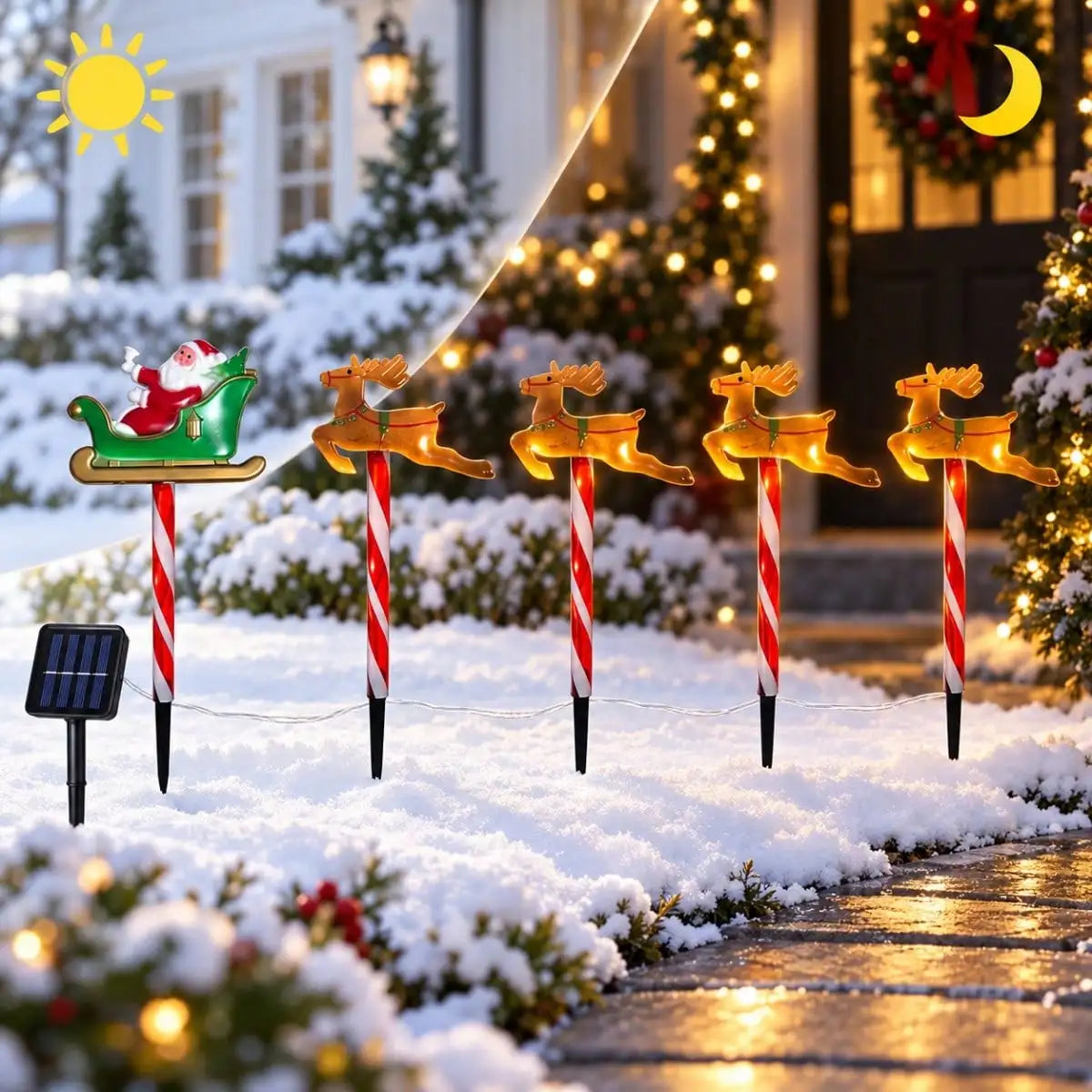 Solar Santa sleigh and reindeer Christmas stake lights - image 3