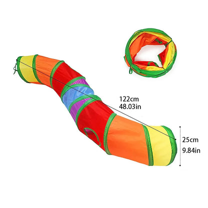 Collapsible cat tunnel interactive play