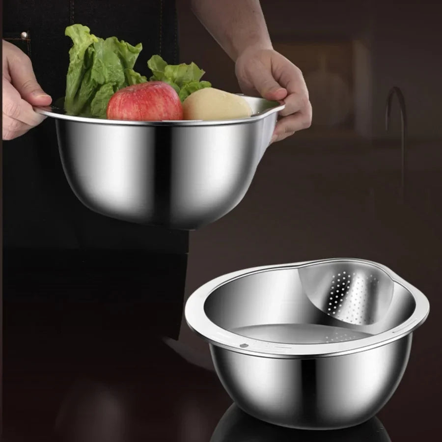 Stainless steel colander for kitchen prep