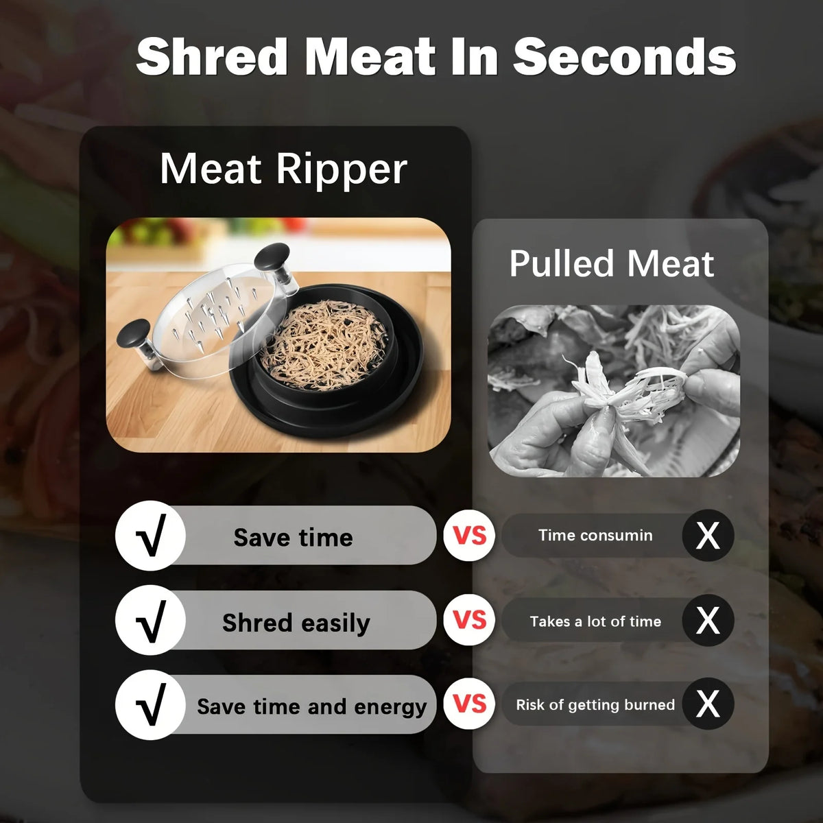 Shredded chicken made with chicken shredder tool