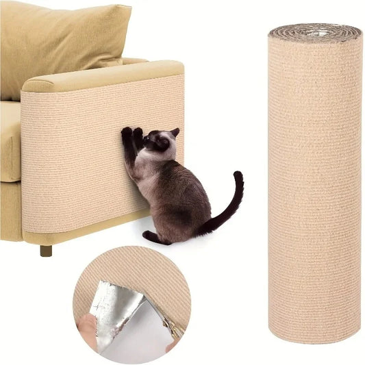 Self-adhesive cat scratching mat roll