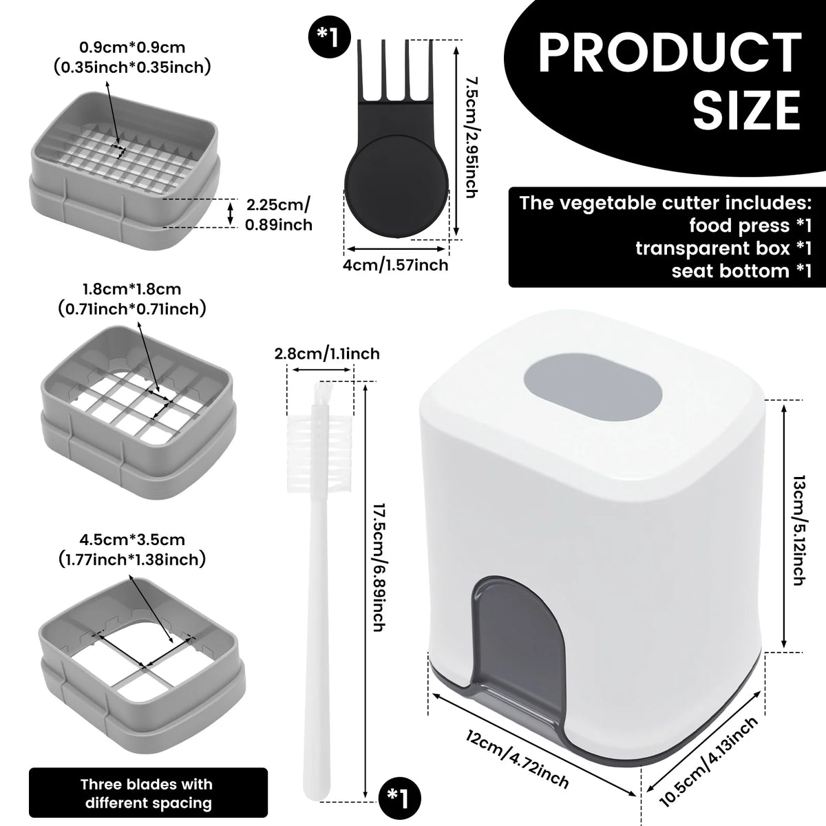 Vegetable chopper parts with cleaning brushes