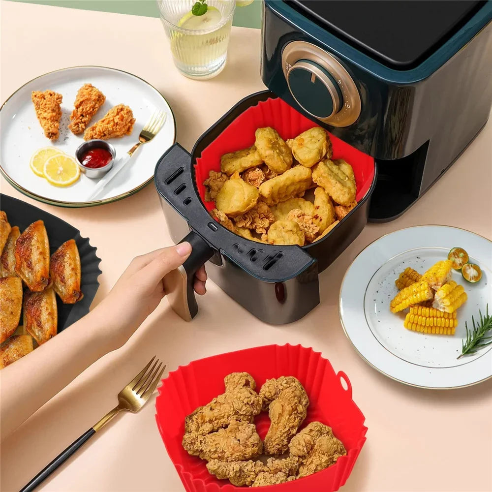 Silicone air fryer pan for pizza and baking