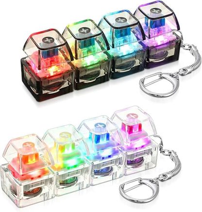 Light-up keyboard keychain with clickable LED button