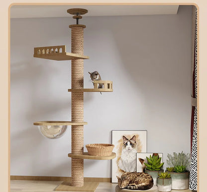 Floor to ceiling multi-level cat tower
