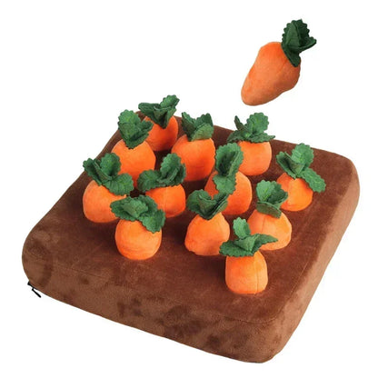Plush carrots for dog snuffle mat