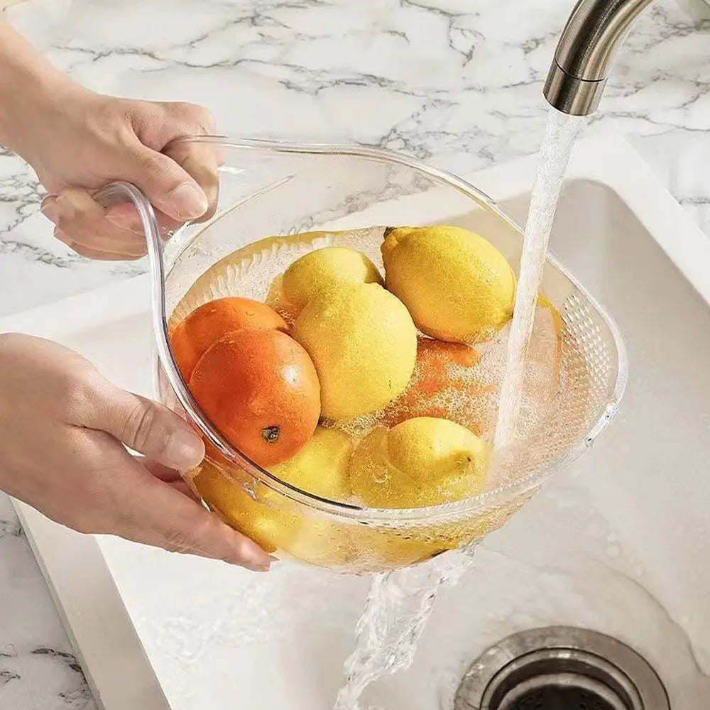 Rice washer strainer bowl for fruit and vegetables