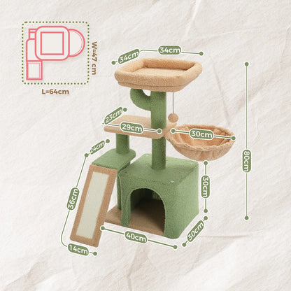Small indoor cat tree scratching post detail