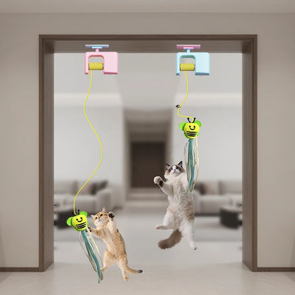Hanging retractable string cat toy for indoor pets