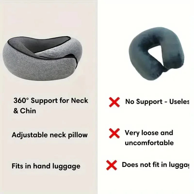 Light gray memory foam travel pillow
