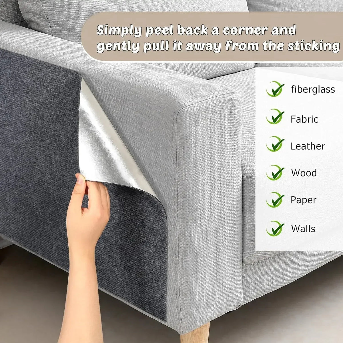 Self-adhesive cat scratch mat sofa protector - image 3