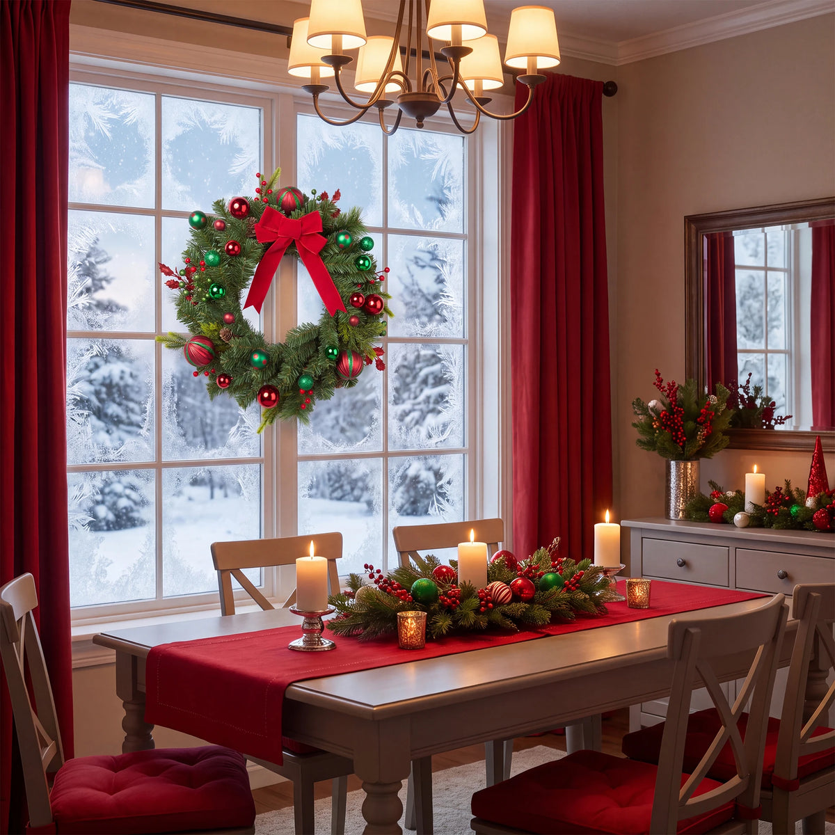 22 inch pre-lit Christmas wreath with red bow