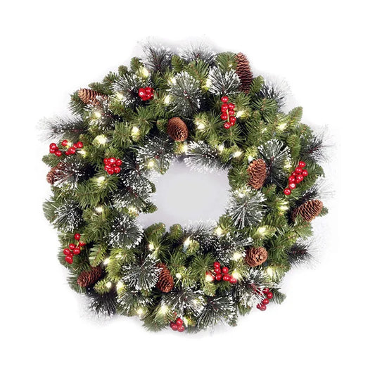 LED pinecone Christmas wreath with red berries - image 7