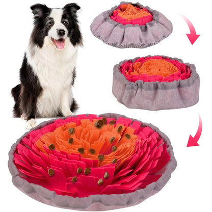 Round felt dog snuffle mat detail view