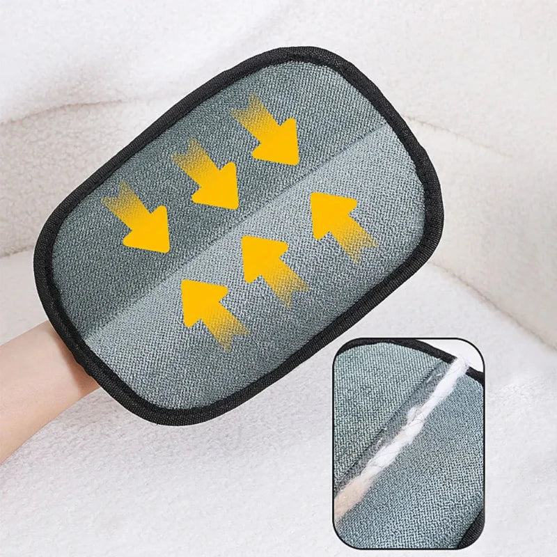 Black pet grooming glove for loose hair removal