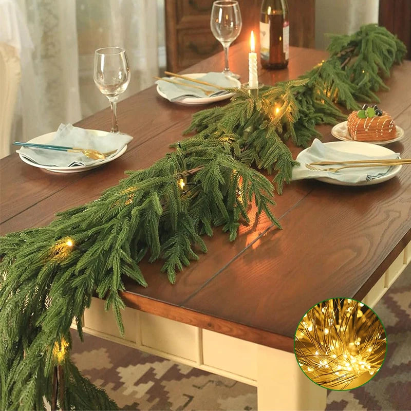 Norfolk pine Christmas garland for mantel