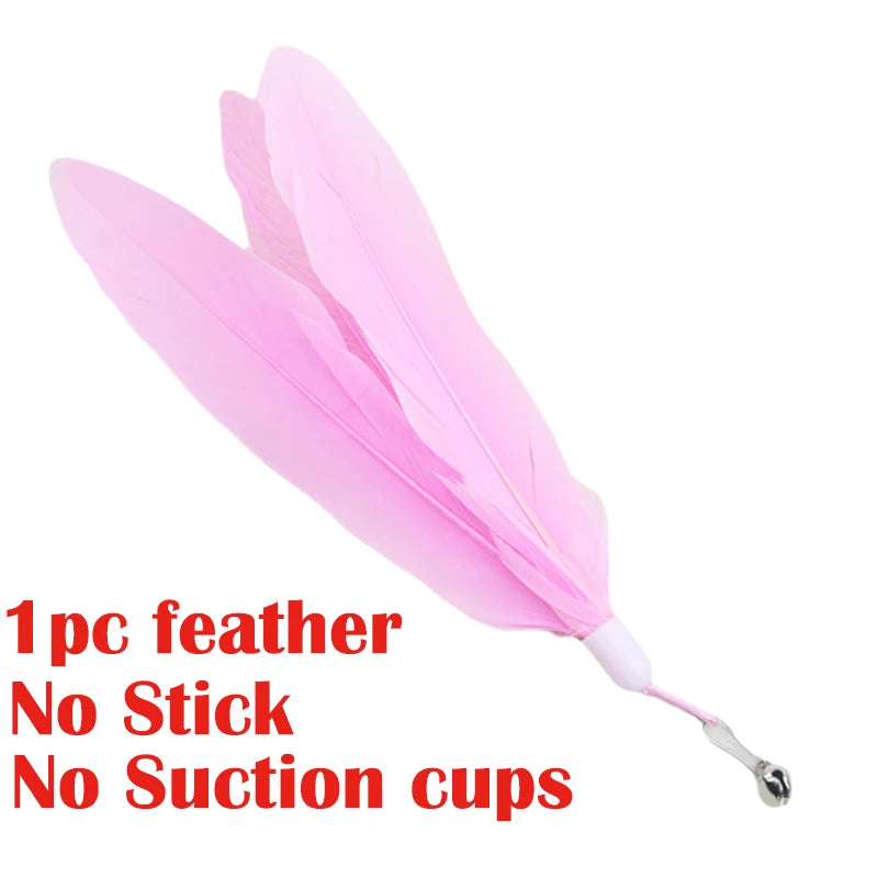 Suction cup cat feather wand style options