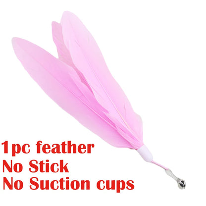 Suction cup cat feather wand style options