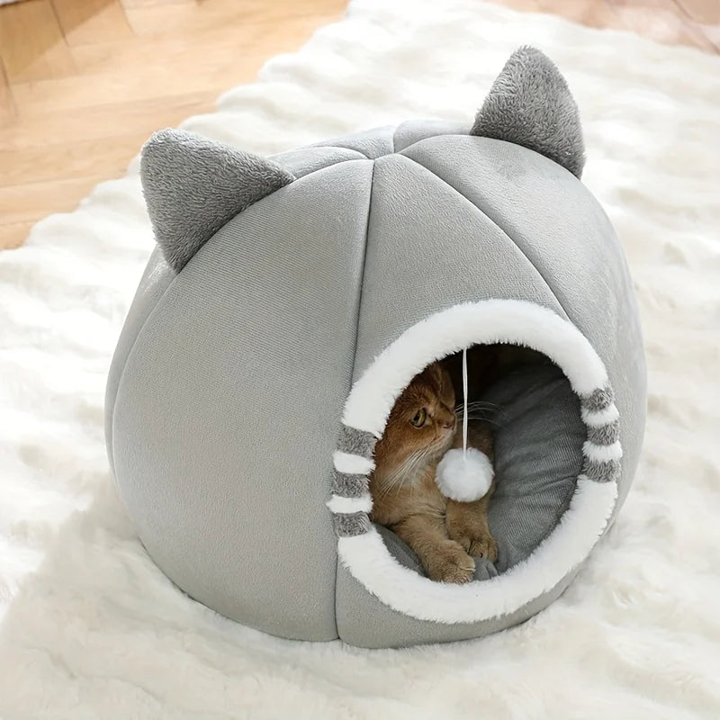 Plush kitten house with non-slip bottom