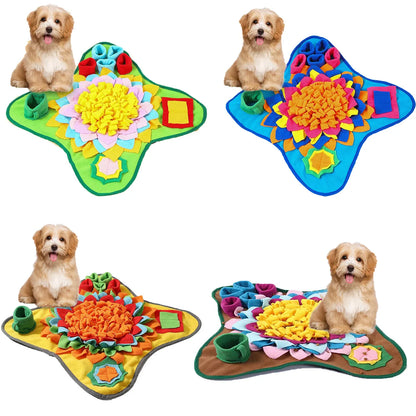 Fleece snuffle mat for dog foraging and slow feeding