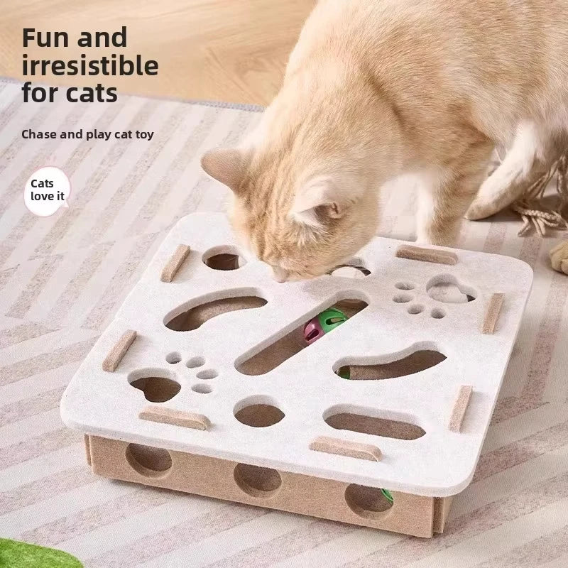 Felt cat puzzle box toy for indoor pets