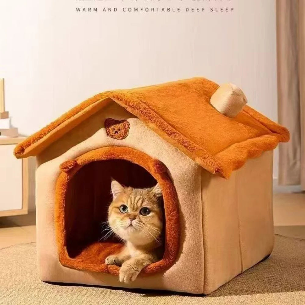Teddy fleece dog house bed