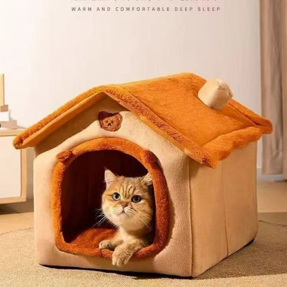 Teddy fleece dog house bed