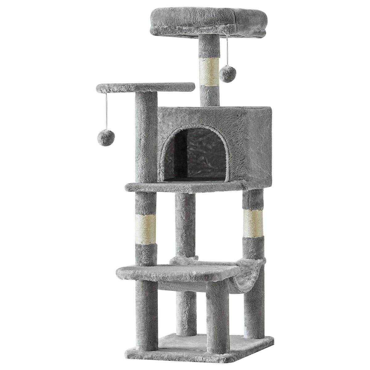 44 inch multi-level cat tree close-up of plush platform