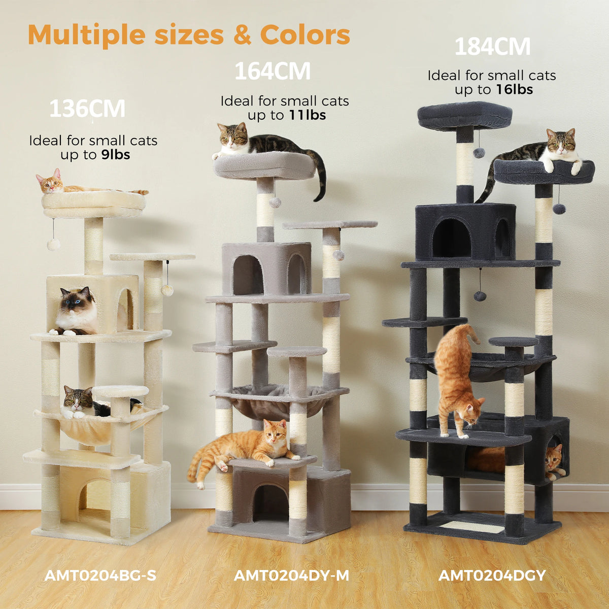 Large cat tree for big cats, cat resting on top perch