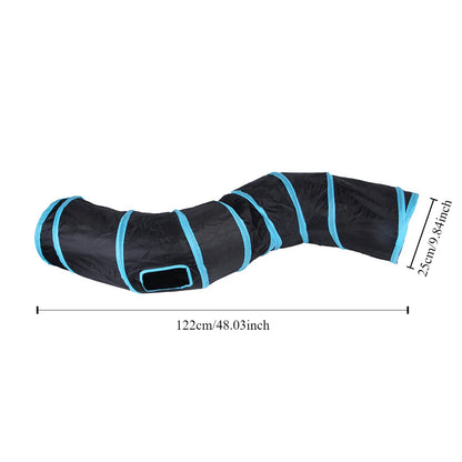 Collapsible cat tunnel keeps pets busy