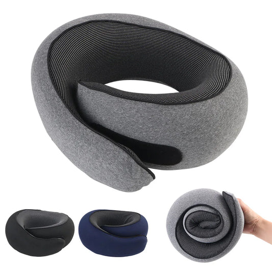 Rollable memory foam snail neck pillow
