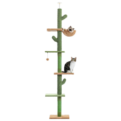 cat playing on floor to ceiling cactus cat tree
