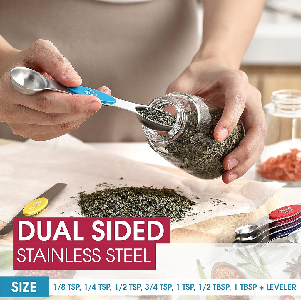 Stainless Steel Magnetic Measuring Spoons Set with Leveler
