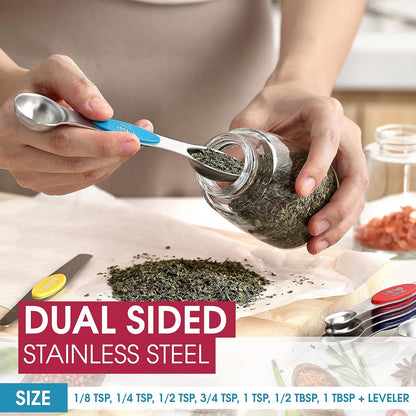 Stainless Steel Magnetic Measuring Spoons Set with Leveler