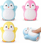 Soft TPR cube-shaped squishy toy with translucent glitter design