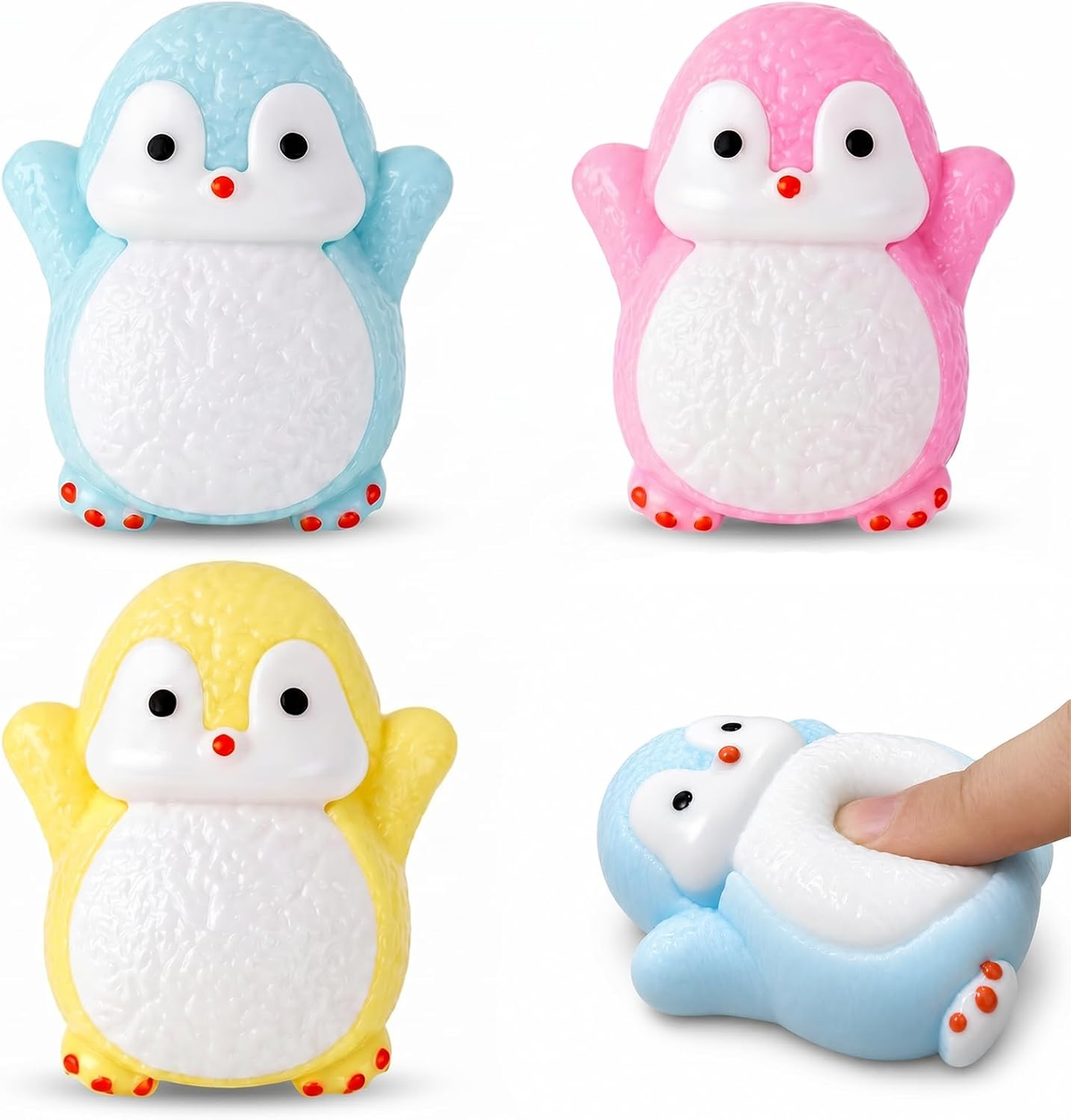 Soft TPR cube-shaped squishy toy with translucent glitter design
