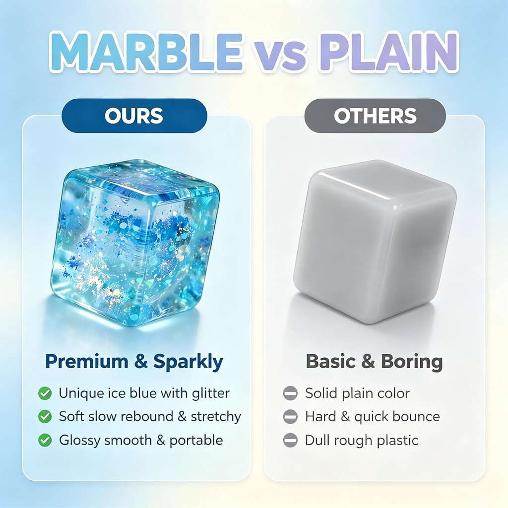 Pocket-sized translucent cube squishy toy with soft smooth texture
