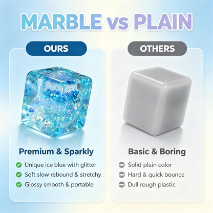 Pocket-sized translucent cube squishy toy with soft smooth texture