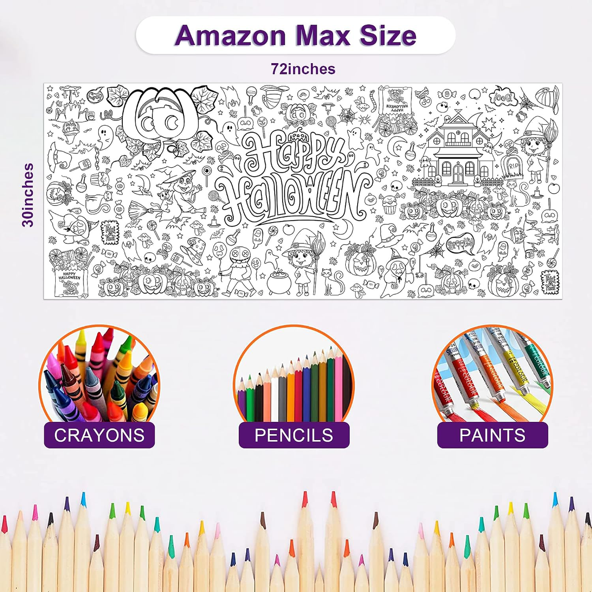 32 x 72 inch Halloween coloring poster for kids